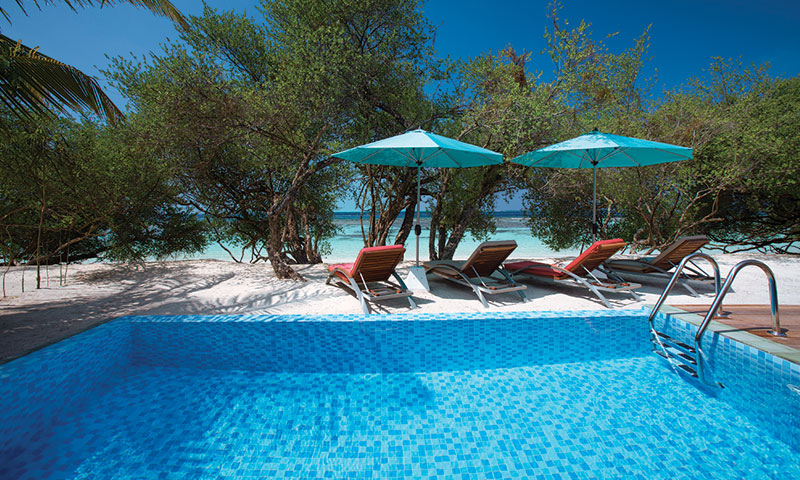 房型内部设施图片参考，如无边泳池与电视及音响， 沙滩泳池套房-Beach Suites with Pool maldievs(奥露岛 OBLU by Atmosphere at Helengeli) 