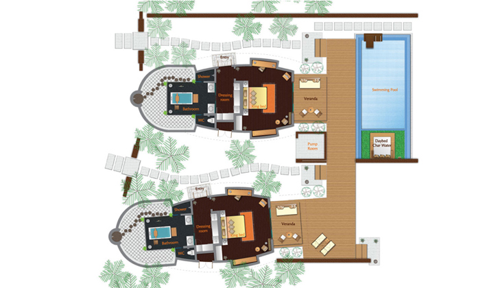 房型内部设施图片参考，如无边泳池与电视及音响， Two Bedroom Anantara Pool Villa-两卧室安纳塔拉泳池别墅 maldievs(笛古岛D岛(安娜塔拉) Anantara Dhigu) 