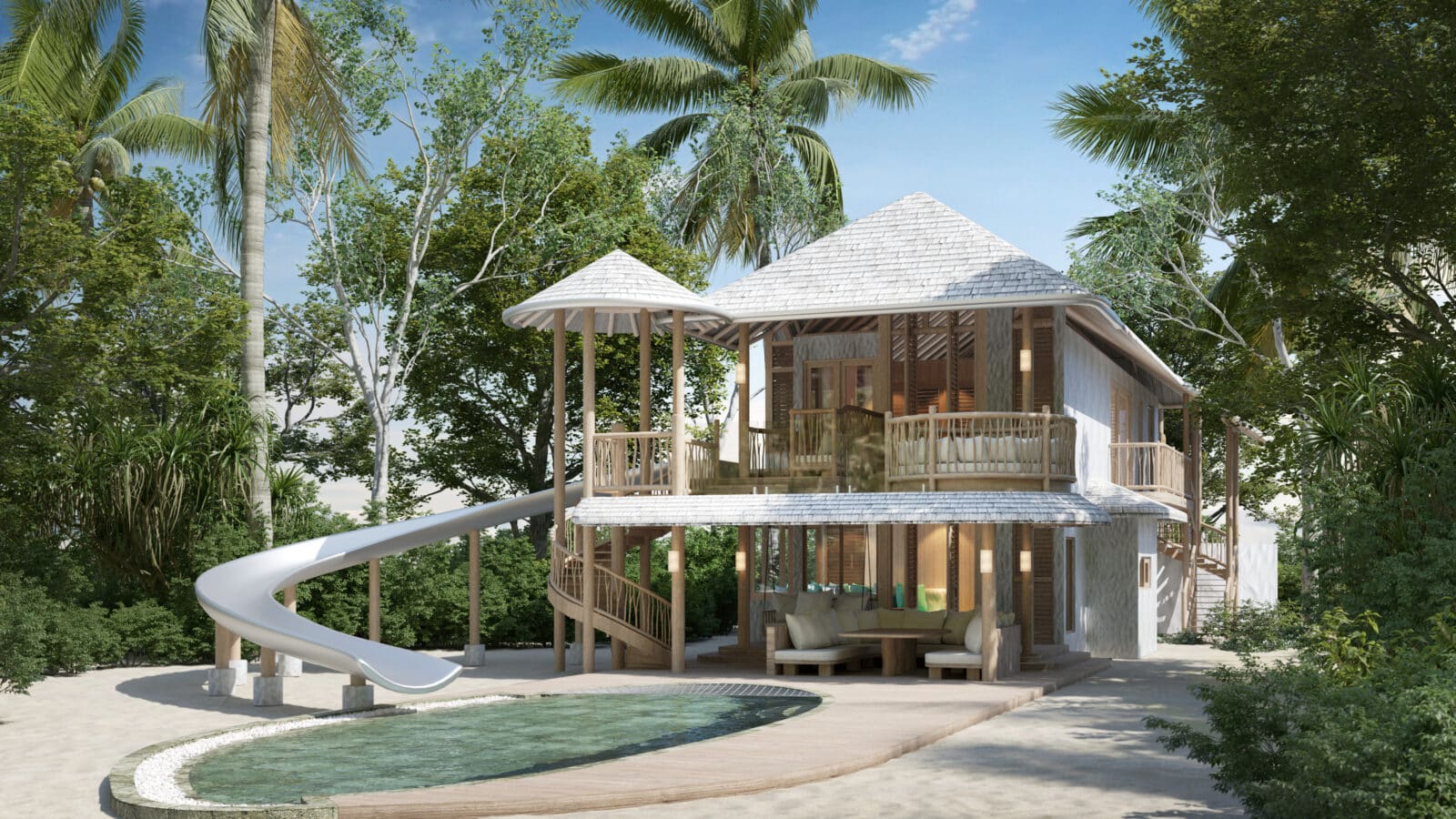 Two Bedroom Island Retreat with Slide-双卧室岛屿别墅带滑梯 房型图片及房间装修风格(索尼娃贾尼岛 Soneva Jani)海岛马尔代夫 